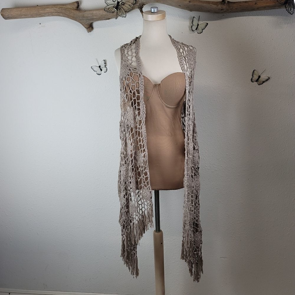 Questions crochet vest dark tan